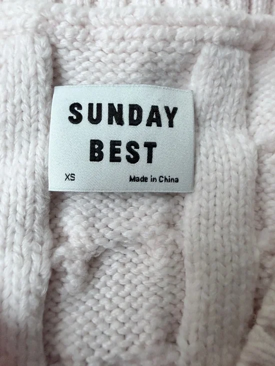 Aritzia Sunday Best Cable Knit Sweater Vest Pink XS| Preppy Cropped V-Neck - Picture 11 of 13